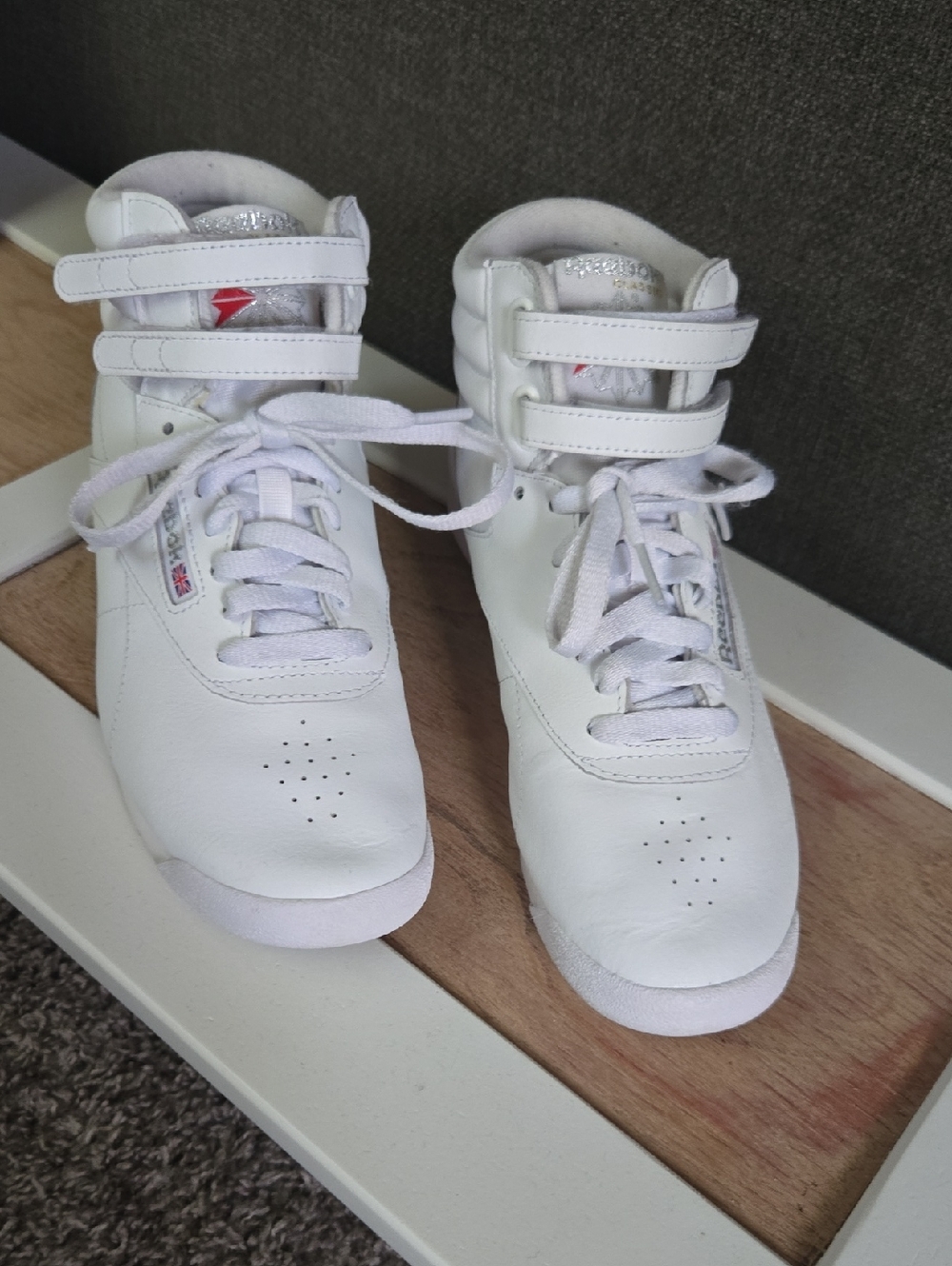 Reebok White High-Top Lace & Strap Sneakers